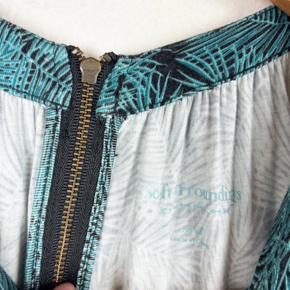 Soft Surroundings Tropical Print Wide Leg Tie Waist Jumpsuit Sz S - Picture 6 of 9